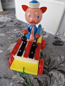 Vintage MIRVA Vacoz Piggy Traditional pull along Toy in original box - Picture 1 of 12
