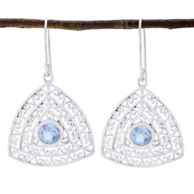 Azure Radiance Blue Topas Edelstein Silber Ohrring Kollektion 925 Silber Ohrring - Bild 1 von 3