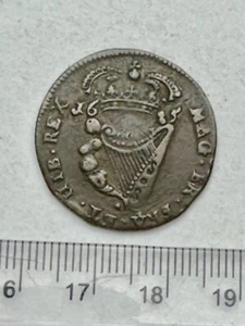 1685 High Grade James II Irish Copper Halfpenny - Old Collection (E484) - Picture 1 of 5