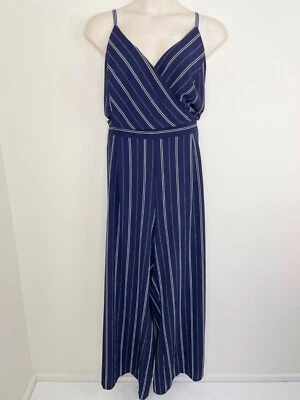 City Chic womens jumpsuit plus size XXL navy white stripe wide leg sleeveless - image 1 of 4