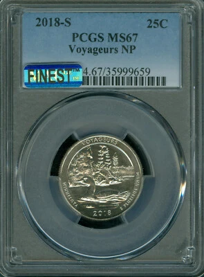 2018 S VOYAGEURS FLAG QUARTER PCGS MS67 PQ MAC FINEST GRADE .  - Image 1 of 2