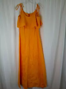 Vestido Hawaiano Tahiti Imports Naranja Sólido Cremallera Trasera Correas Largo Talla Pequeña - Imagen 1 de 5