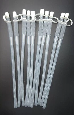 Jumbo 11" Pajitas Adjuntas Tapas Deslizantes/Cubierta Flexible/Doble Reutilizable ×10 Foto 1 de 4