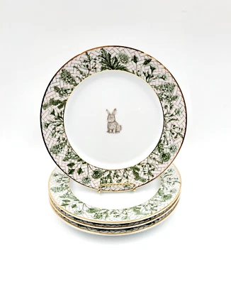 Williams Sonoma Garden Lattice Dinner Plates Bunny Set of 4 NEW Easter - Image 1 of 4