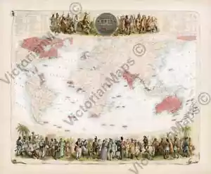 British Empire Throughout the World historical Great Britain map 1862 art poster - Picture 1 of 6