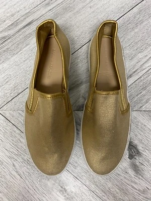 Zapatos sin cordones Banana Republic para mujer de lona cepillada dorada real Brenna elásticos 6B Foto 1 de 4