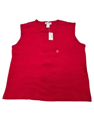 Camiseta sin mangas Dress Barn para mujer de algodón roja XL NUEVA CON ETIQUETAS Foto 1 de 3