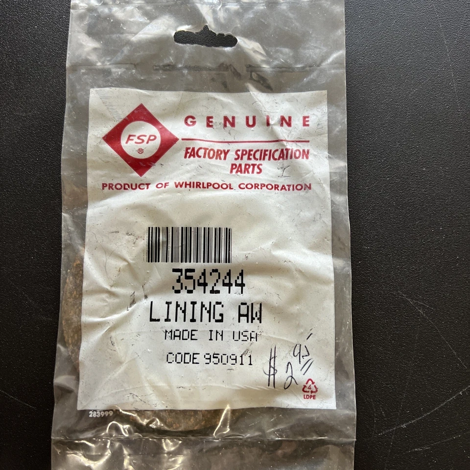 Washer Lining Clutch Kenmore Seal Nf-963 Part No 354244 Foto 1 de 2