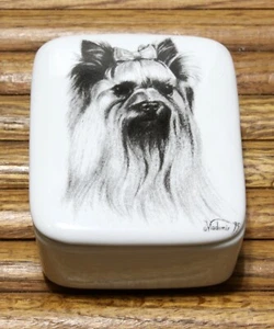 Vintage Porcelain By Rosalinde Divided Trinket Box Yorkshire Terrier By Vladimir - Picture 1 of 4