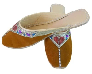 Women Clogs Leather Handmade Indian Brown Slippers Jutties Flat US 8 - Picture 1 of 8