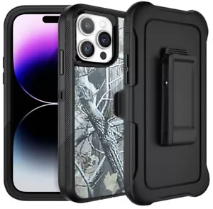 Funda para iPhone 14 / Plus / Pro / Pro Max / Defender con clip de cinturón árbol negro - Imagen 1 de 4