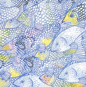 R811# 3 servilletas de papel individuales para decoupage pintado patrón de lentejuelas de pescado azul - Imagen 1 de 11