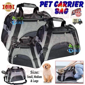 S/M/L Cat Carrier Bag Portable Folding Dog Puppy Pet Tote Carry Cage Crate Grey - Picture 1 of 17