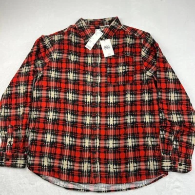 BDG Shirt Mens Red Extra Large Plaid Corduroy Button Down Long Sleeves Cotton XL - Image 1 of 4