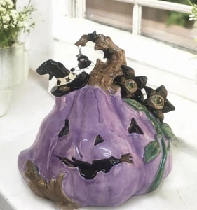 Figura Blue Sky Clayworks PURPLE CALABAZA Jack O Lantern Halloween Difícil de Encontrar Nueva con Etiquetas - Imagen 1 de 4