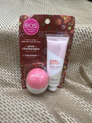 Праздничный бальзам для губ и лосьон для рук EOS розовое шампанское и кокосовая коллекция ограниченное издание - Изображение 1 из 2