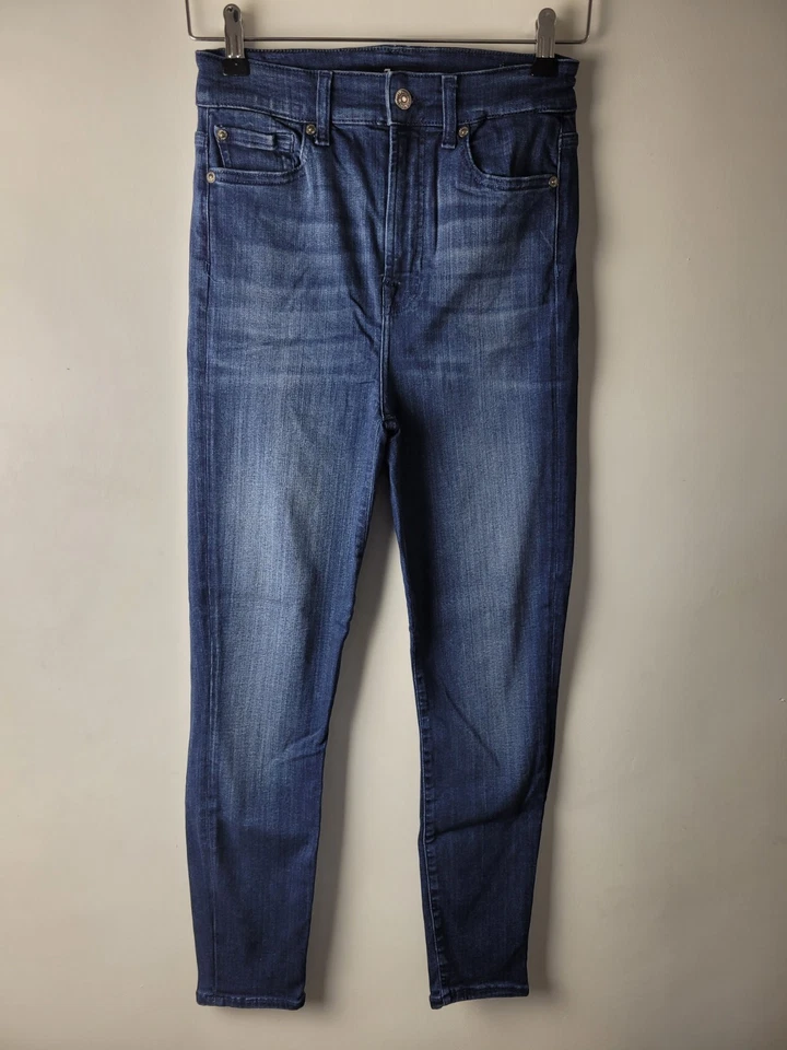 7 For All Mankind Women Size 28 Blue Aubrey Slim Illusion Jeans Smart Casual - Image 1 of 4