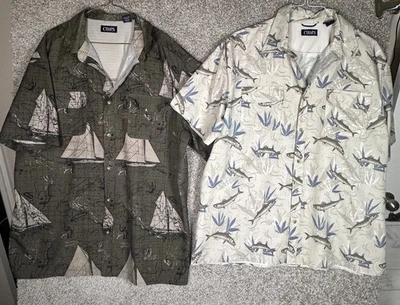 Lot of 2 Chaps Button Down Shirts XXL White Grey Sailboat Fish Vacation Resort - Image 1 of 4