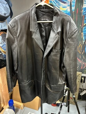 Chaqueta Blazer Jones New York City Para Hombre Cuero Genuino 44R Negra Clase 2 Botones Foto 1 de 4