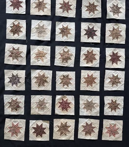 Antique 1840 Eight-Pointed Star Quilt Blocks - Picture 1 of 4
