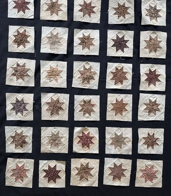 Antique 1840 Eight-Pointed Star Quilt Blocks - Image 1 of 4