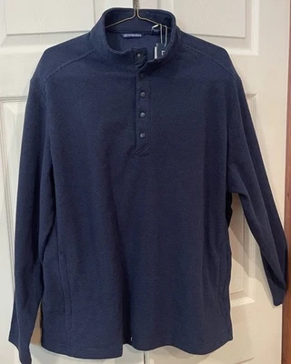 Cutter & Buck Hunts Point Eco-Fleece Snap Pullover Sweatshirt Navy Men XXL New - Image 1 of 4