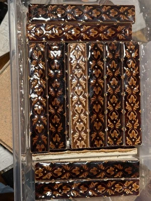 U.S. Encaustic Tile Co. - Indianapolis ~ Victorian 1” X 6” Liner or Border Tiles - Image 1 of 4