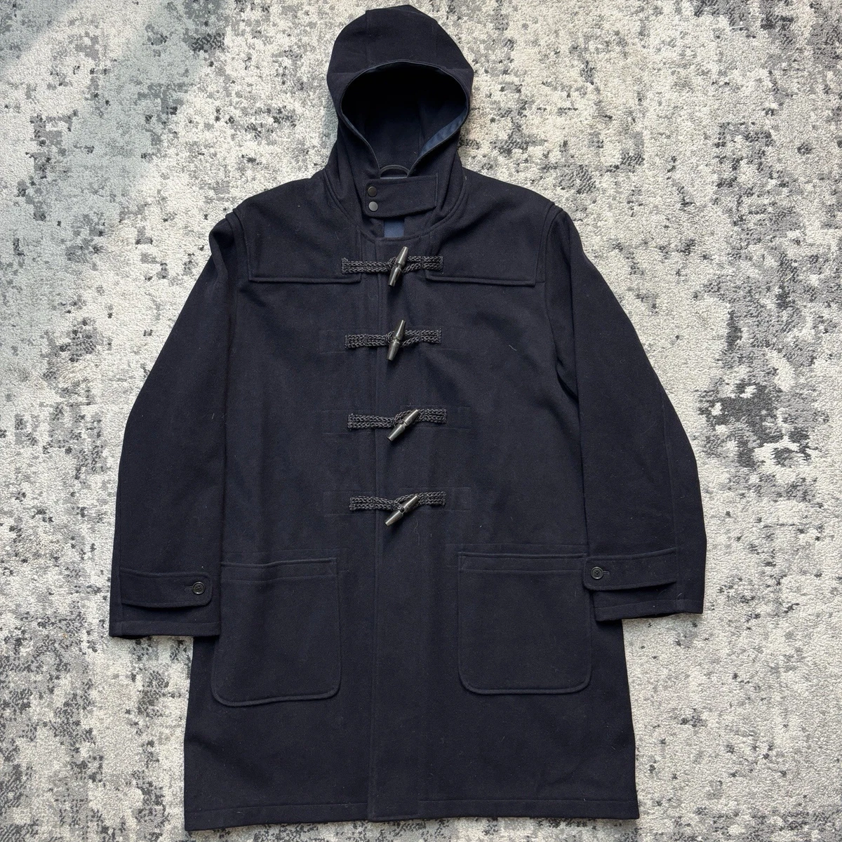 Vintage Polo Ralph Lauren Jacket Duffel Coat Toggle Navy Wool Size