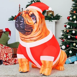 4 FT Tall Christmas Inflatables Dog Outdoor Decorations Christmas Blow Up Bul... - Picture 1 of 6