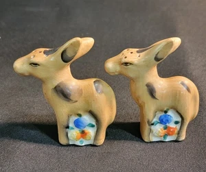 Salero y pimentero flor burro burro de colección 1950 Japón 3" cerámica agrietada - Imagen 1 de 10