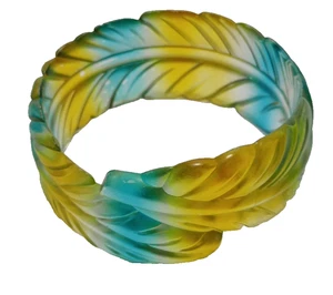 Brazalete Brazalete Pluma Plástico Lucita Moldeado Vintage Diseño - Imagen 1 de 5