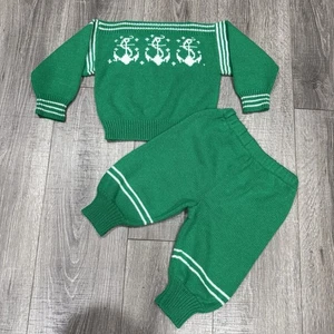 Vintage Matrosen Pullover Outfit grün weich kuschelig Größe 18mo—2T - Bild 1 von 9