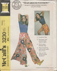 McCall's 3230 Size Small Wrap Around Boho Pantskirt Vtg 1970s Easy Pattern Uncut - Picture 1 of 6