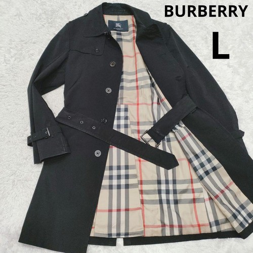 BURBERRY LONDON Mega Check Cappotto Cintura L Nero Uomo #EG AZA
