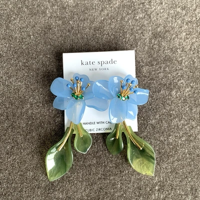 kate spade new york Gold-Tone Cubic Zirconia Blue Flower Statement Earrings - Image 1 of 3