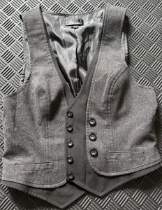 Vintage AB Studio Ladies Fitted Vest Black and Gray Business Vest Size 6 - Picture 1 of 6