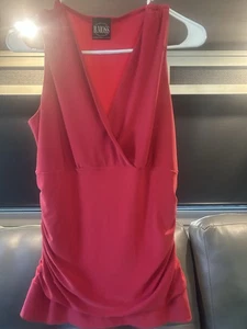 EUC Silky Smooth Lined Ruched Coral Dressy Tunic By B. Moss/large - Picture 1 of 4