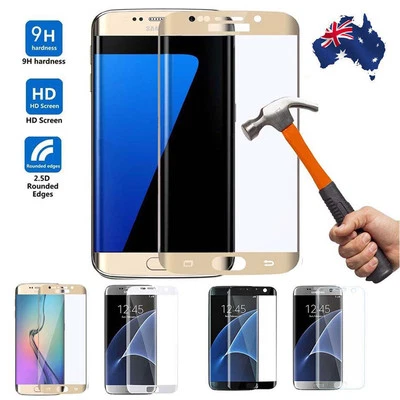 Curved Full Cover Tempered Glass Screen Protector Samsung S7 S6 Note Edge & Plus - Image 1 of 4