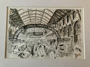 Impresión de giclee montada adornada a mano firmada por Covent Garden Apple Market ~ En muy buena condición - Imagen 1 de 7