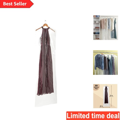 Zippered 50Pack Clear Plastic Dress Bags Protect Suits & Long Garments eBay