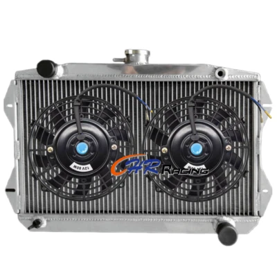 Radiador de aluminio de 3 filas + ventiladores para Sunbeam Alpine serie V 1965-1968 1,7 L L4 MT Foto 1 de 4