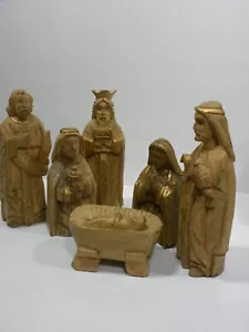 Vintage Hand Carved Nativity Figurines 6 Piece Set Made In Philippines - Picture 1 of 11
