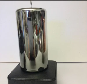 FEM METALLIC MIRROR FINISH 6” PILLAR CANDLE SILVER OMBRE NWT - Picture 1 of 9