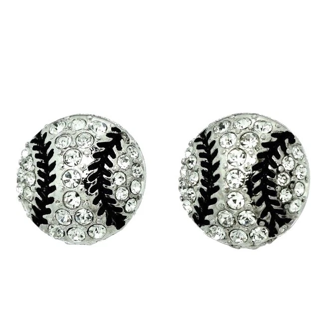 Brincos pretos transparentes feitos com bola de beisebol equipe de cristal Swarovski - Imagem 1 de 3