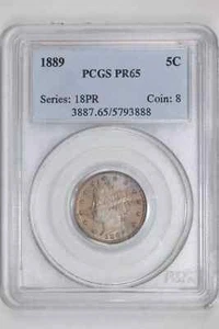 1889 PROOF LIBERTY 'V' NICKEL PCGS PR65 - Picture 1 of 2