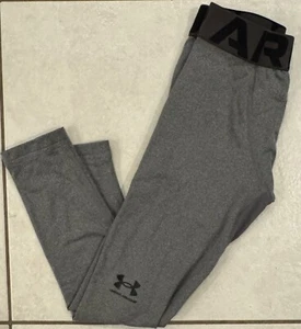 Under Armour Boys' ColdGear Leggings GRAY Ski Snowboarding Snow Winter YXS XS 7 - Picture 1 of 6