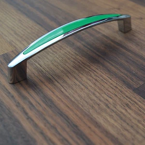 10 STK. BA128 Griffe Küche Aus Metal Chrom/Grün kombination Griff Möblegriffe - Picture 1 of 9