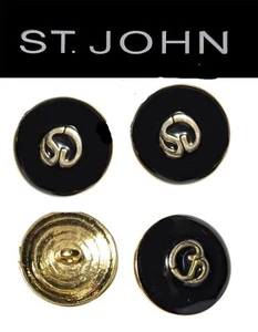 St John Knits (0.75) inch Gold Tone Black Enamel Large Logo Replacement Buttons - Picture 1 of 1