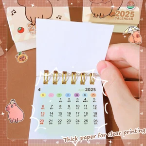 Random 1 2025 Capybara Mini Calendar Desk Ornament Coil Calendar Plan Book Gifts - Picture 1 of 8