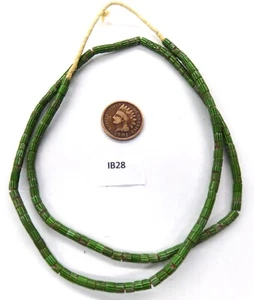 Baby Watermelon Green Chevron African Trade Bead Howard Collection IB28 Bin Y - Picture 1 of 1